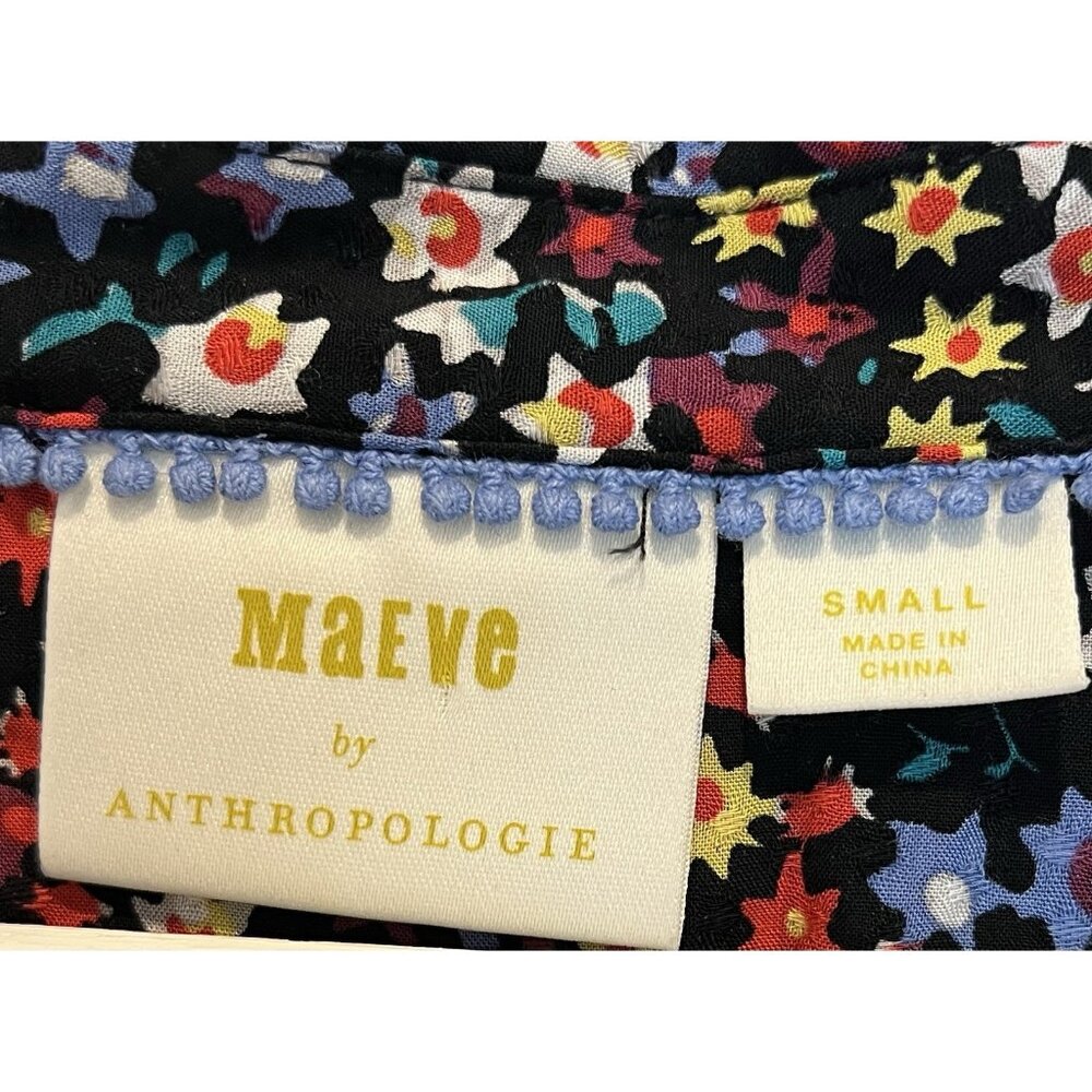 Maeve Anthropologie Mallory Ruffled Blouse Top Small Size Oversized Buttons - Picture 4 of 15